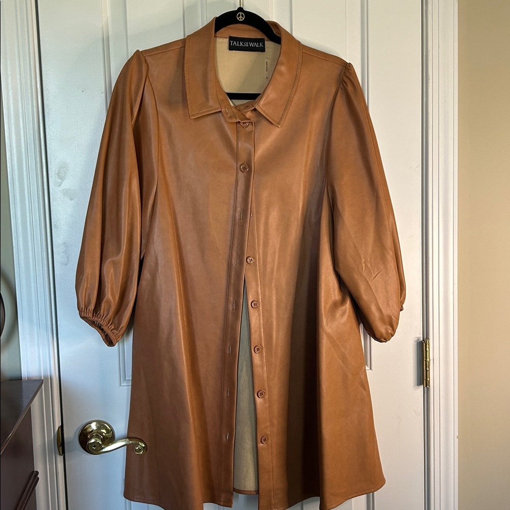 Talk of the Walk Camel Faux Leather Jacket